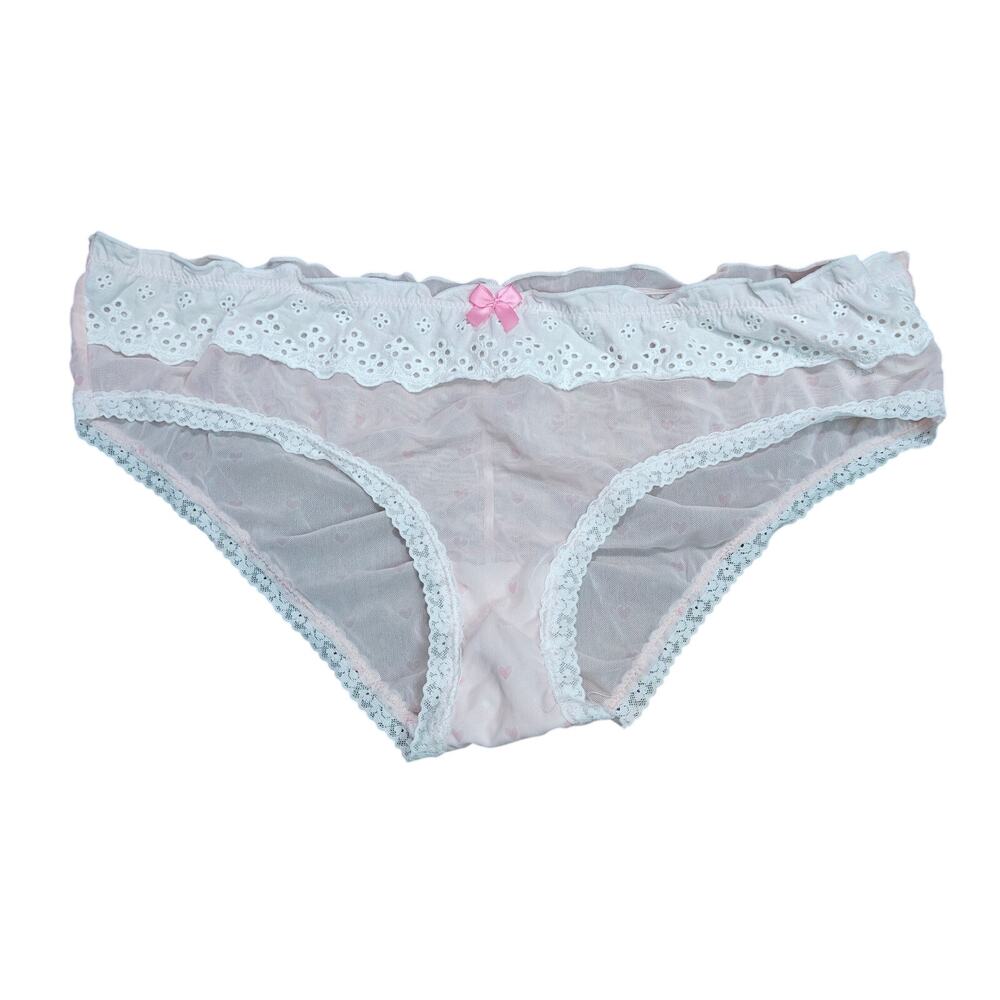 Little for Big Semi Sheer Heart Pantie Eyelet Lace Playful Womens 4XL Cutie